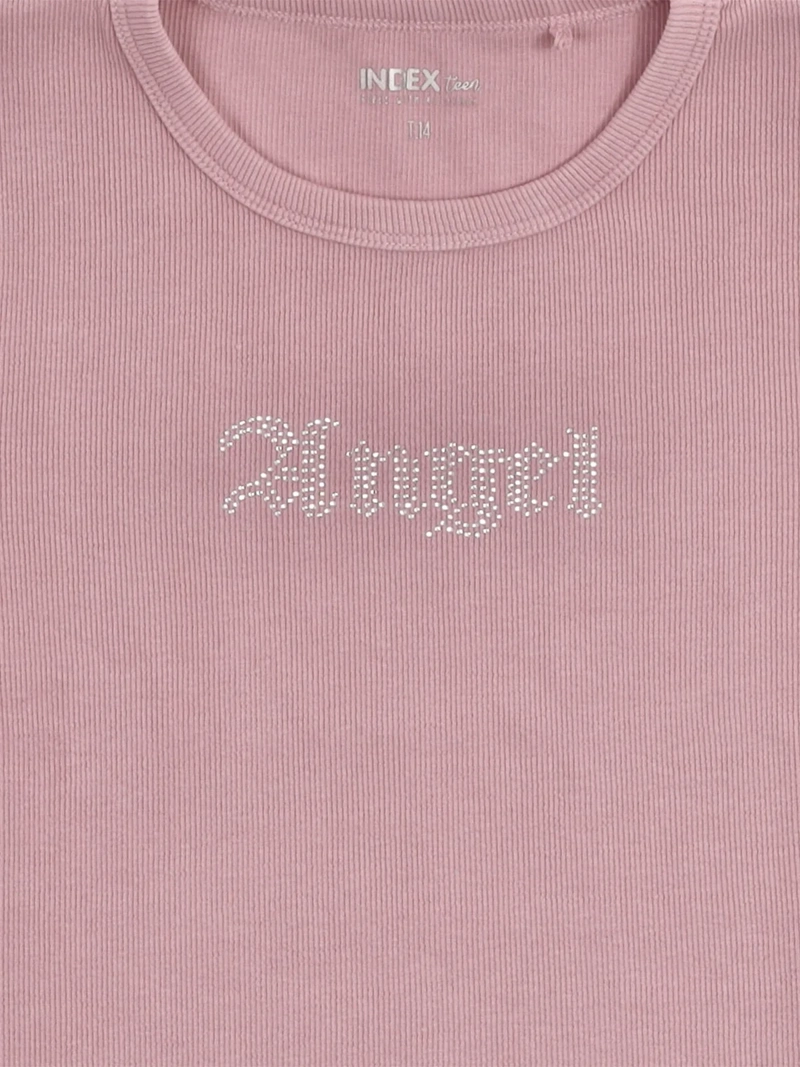 POLERA NIÑA INDEX TEEN ALGODÓN MANGA CORTA STRASS - 5