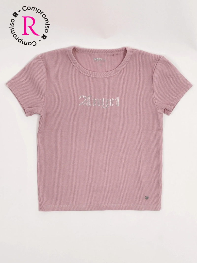 POLERA NIÑA INDEX TEEN ALGODÓN MANGA CORTA STRASS - 3