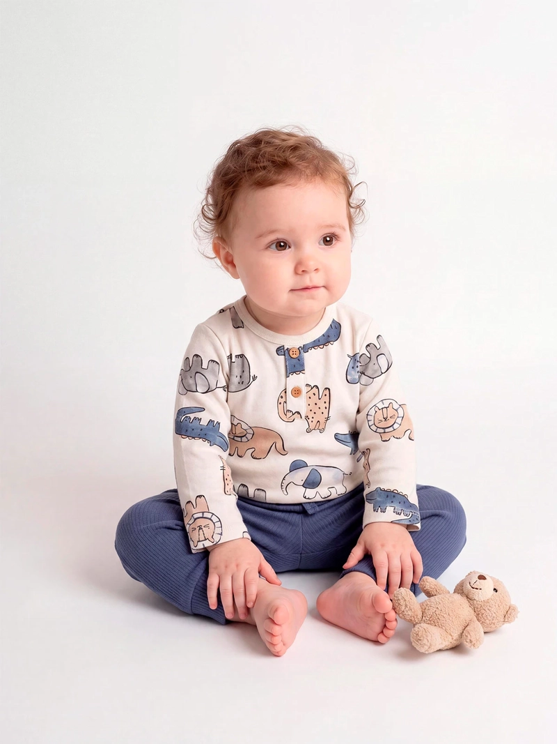 CONJUNTO POLERA + PANTALÓN NIÑO BABY HARVEST ALGODÓN