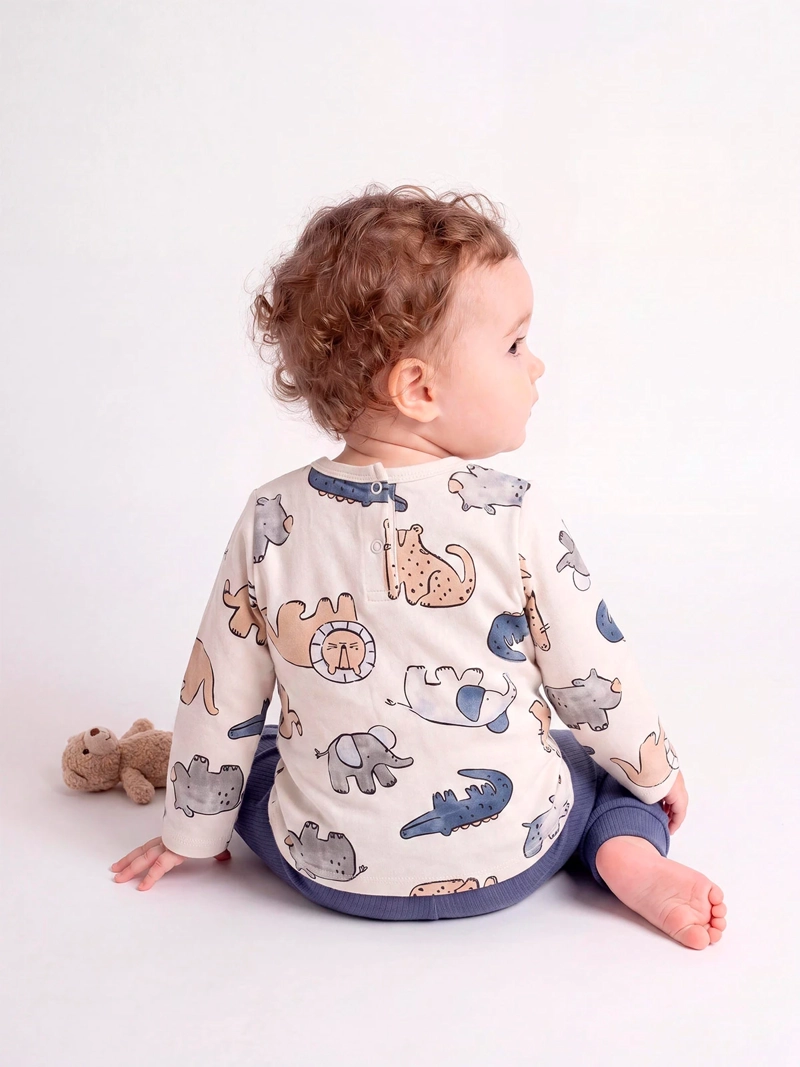 CONJUNTO POLERA + PANTALÓN NIÑO BABY HARVEST ALGODÓN  - 2