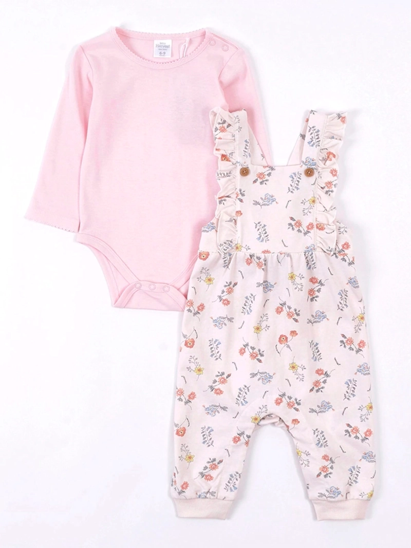 CONJUNTO NIÑA BABY HARVEST JARDINERA CON VUELOS Y BODY - 3