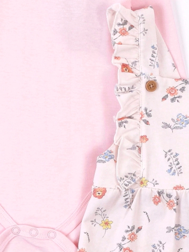 CONJUNTO NIÑA BABY HARVEST JARDINERA CON VUELOS Y BODY - 5