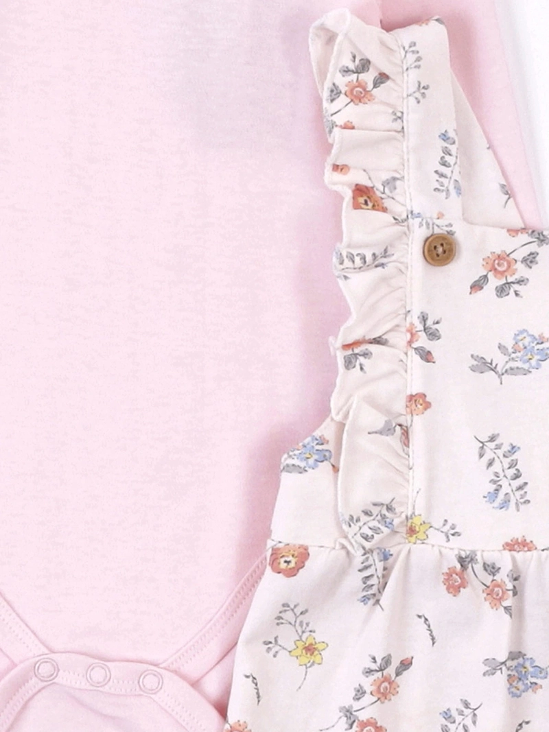 CONJUNTO NIÑA BABY HARVEST JARDINERA CON VUELOS Y BODY - 3