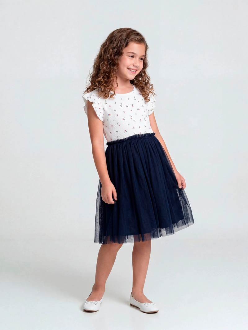 VESTIDO NIÑA HARVEST ALGODÓN CORTO TUL