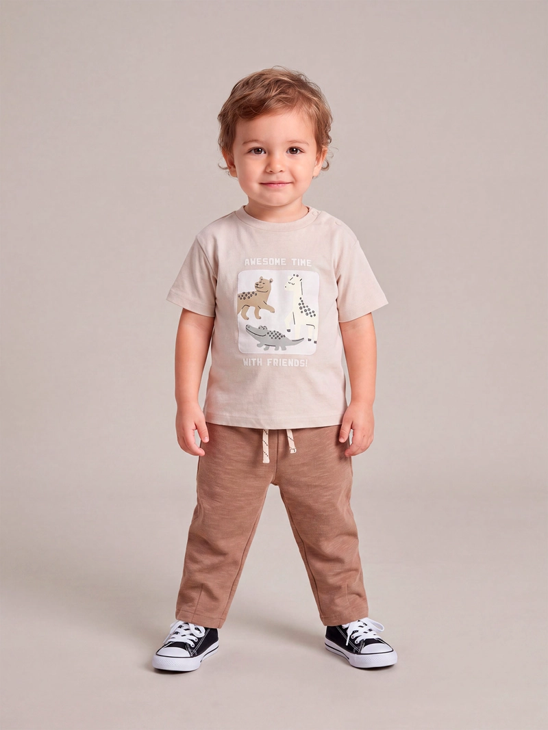 CONJUNTO POLERA + SHORT NIÑO BABY HARVEST ALGODÓN
