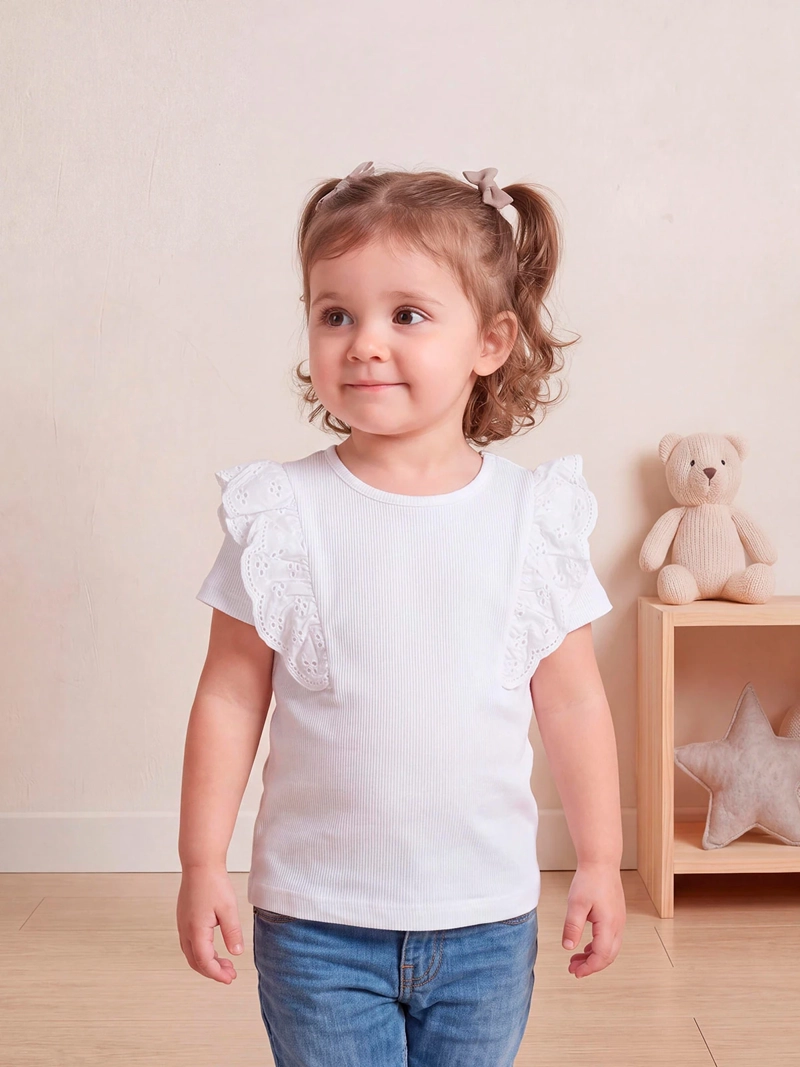 POLERA NIÑA BABY HARVEST ALGODÓN RIB BRODERIE