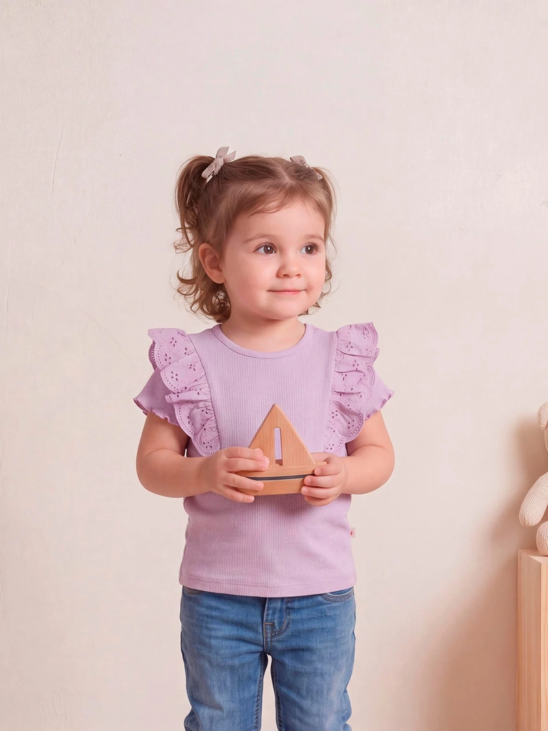 POLERA NIÑA BABY HARVEST ALGODÓN RIB BRODERIE