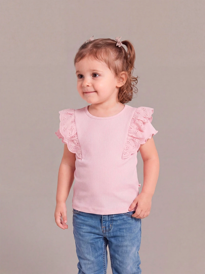 POLERA NIÑA BABY HARVEST ALGODÓN RIB BRODERIE