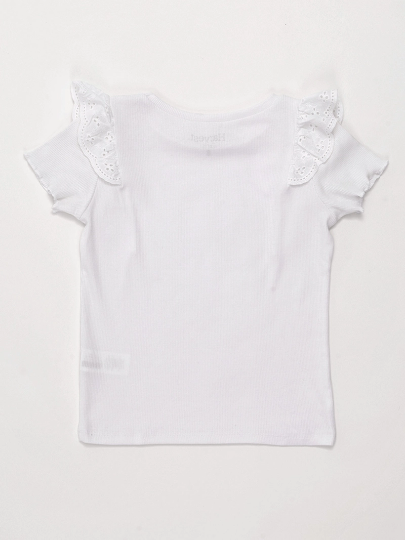 POLERA NIÑA HARVEST ALGODÓN MANGA CORTA BRODERIE - 4