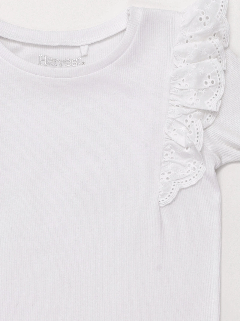 POLERA NIÑA HARVEST ALGODÓN MANGA CORTA BRODERIE - 5