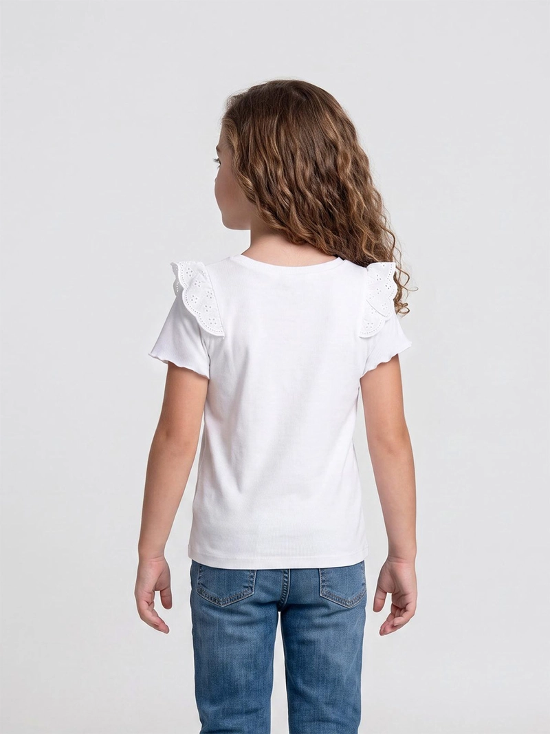 POLERA NIÑA HARVEST ALGODÓN MANGA CORTA BRODERIE - 2