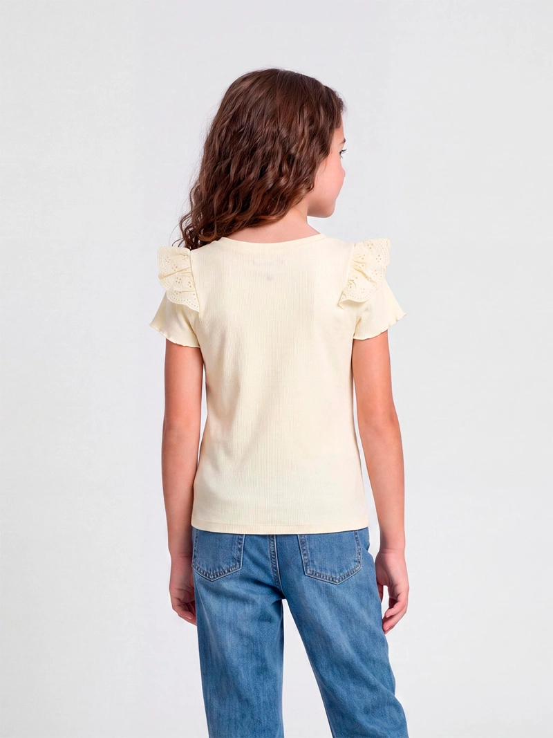POLERA NIÑA HARVEST ALGODÓN MANGA CORTA BRODERIE - 2