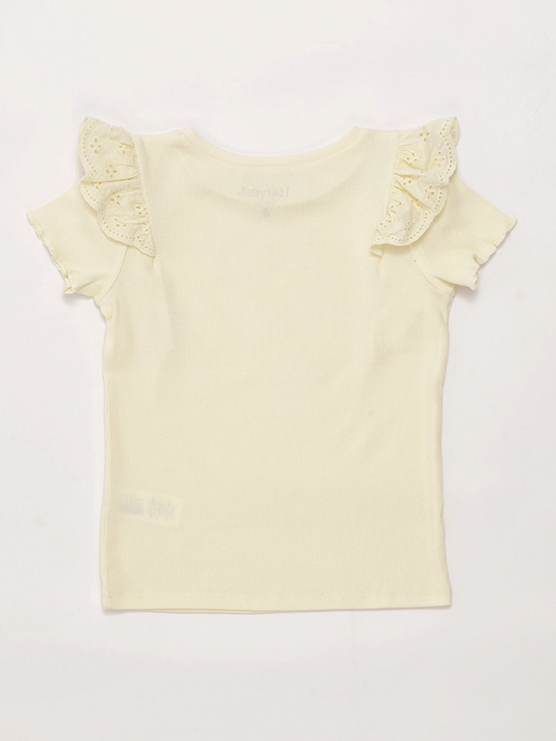 POLERA NIÑA HARVEST ALGODÓN MANGA CORTA BRODERIE - 4