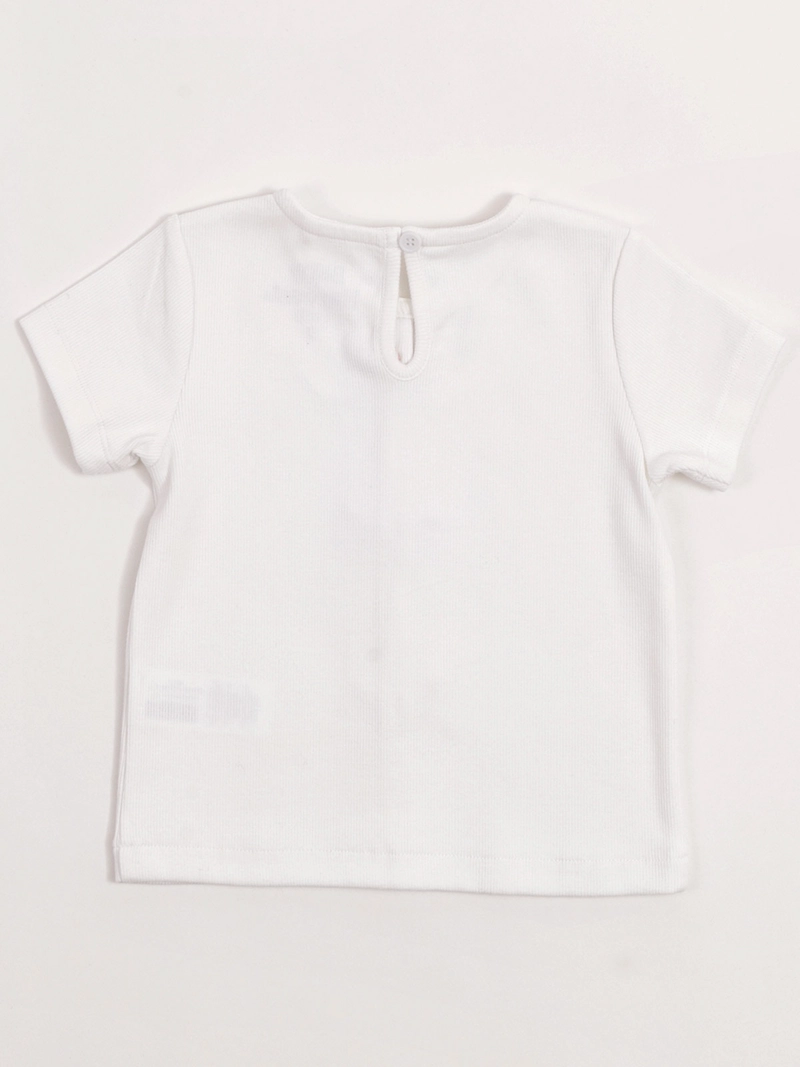 POLERA NIÑA BABY HARVEST ALGODÓN MANGA CORTA RIB LISA VUELOS - 4
