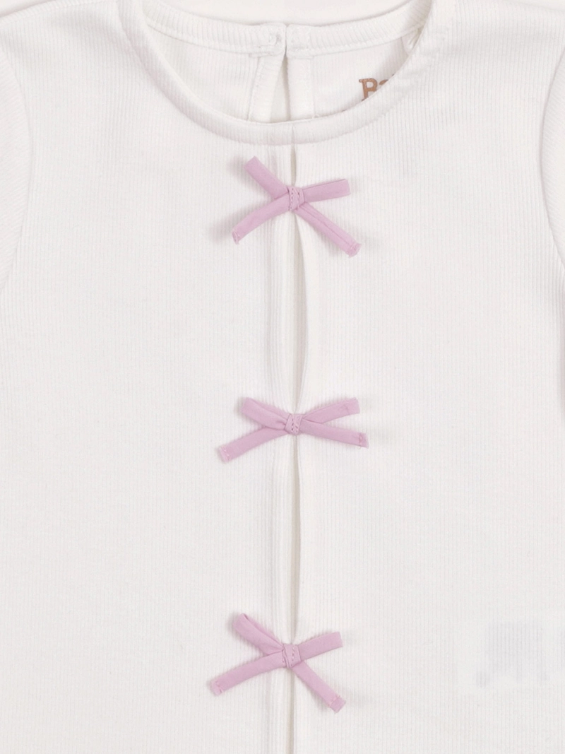POLERA NIÑA BABY HARVEST ALGODÓN MANGA CORTA RIB LISA VUELOS - 5