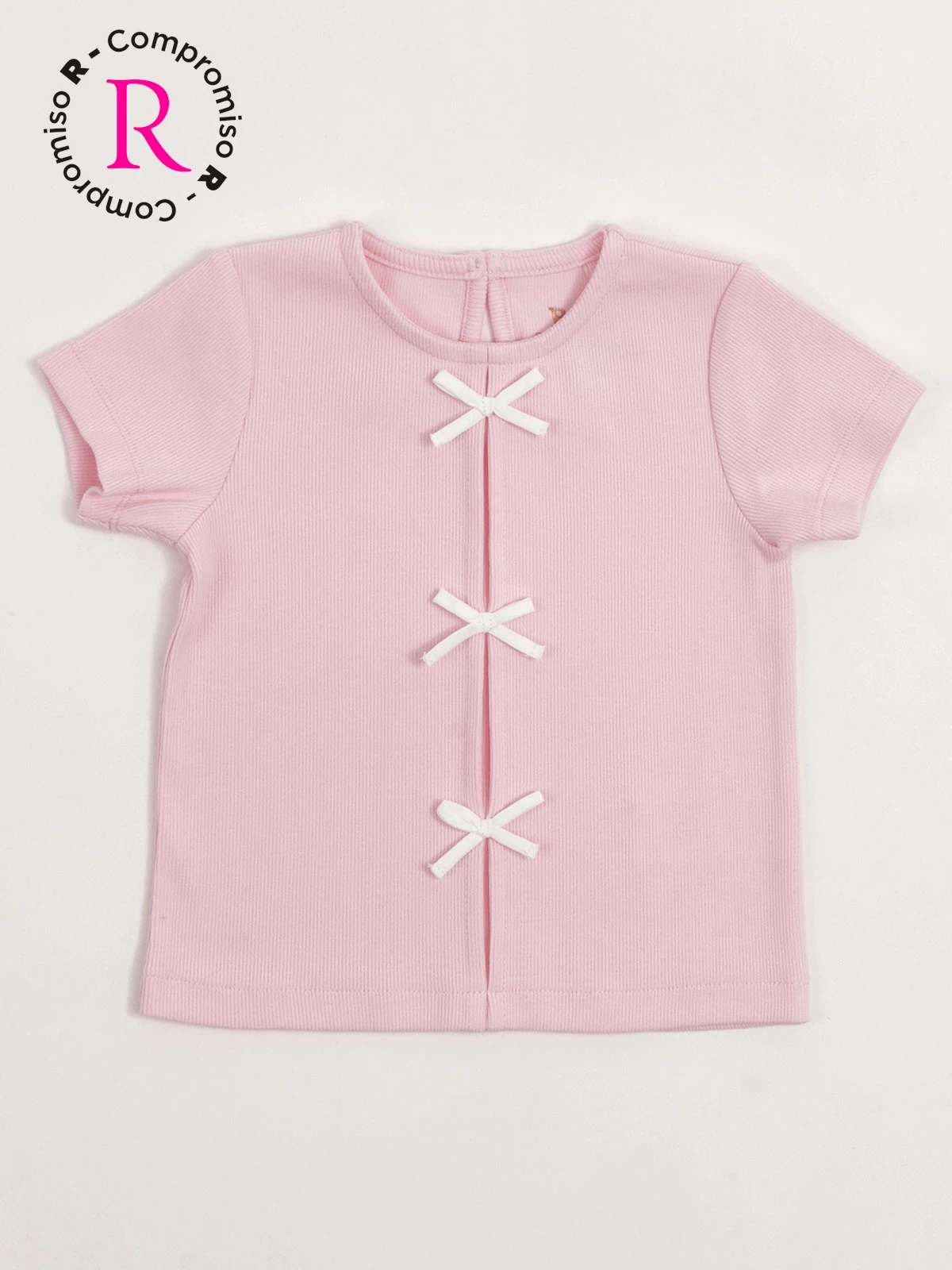 POLERA NIÑA BABY HARVEST ALGODÓN MANGA CORTA RIB LISA VUELOS - 3