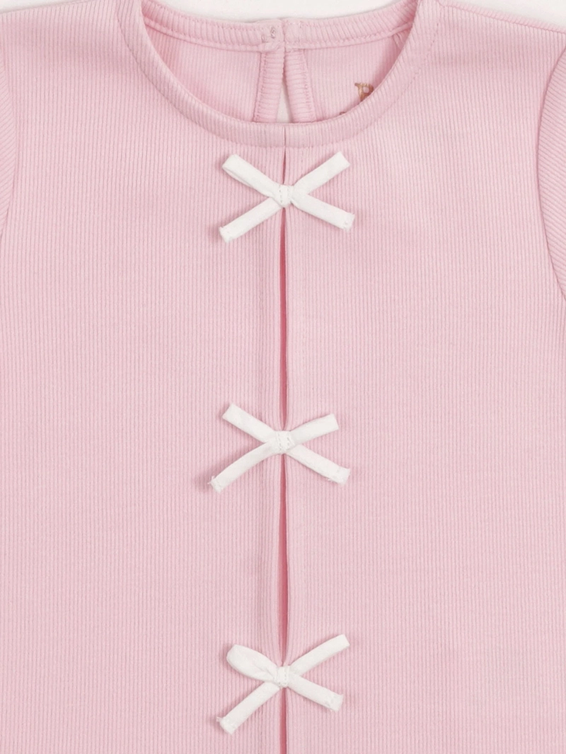 POLERA NIÑA BABY HARVEST ALGODÓN MANGA CORTA RIB LISA VUELOS - 5