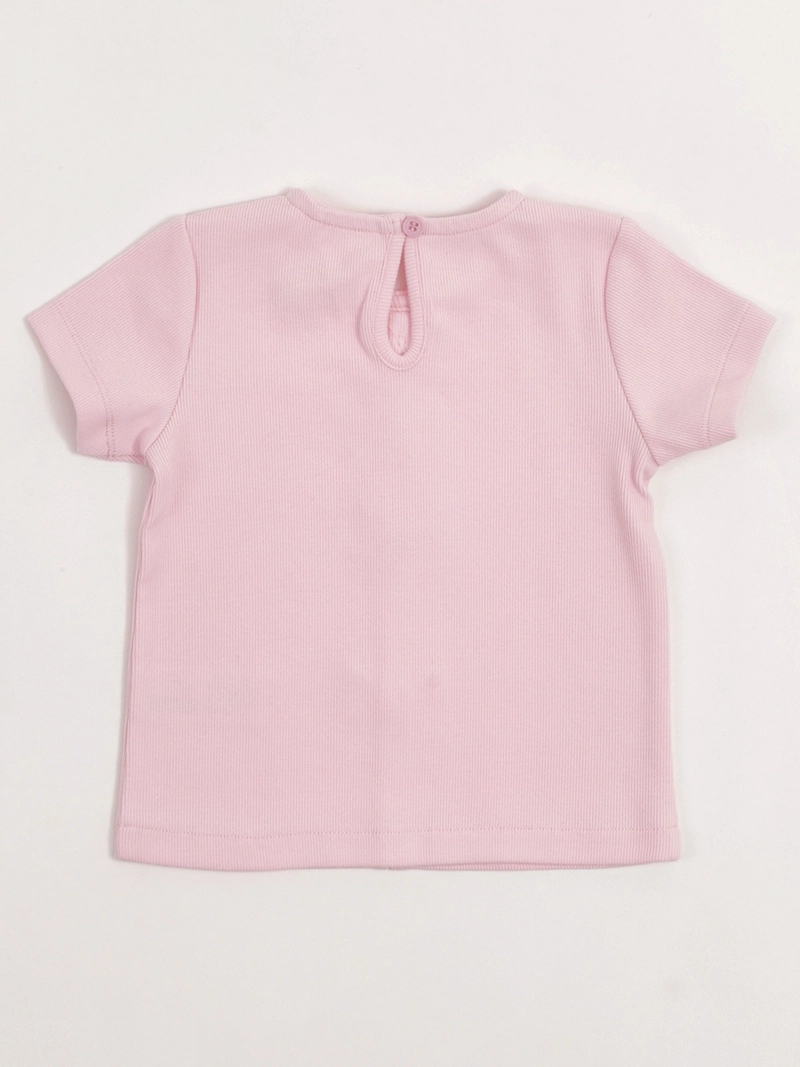 POLERA NIÑA BABY HARVEST ALGODÓN MANGA CORTA RIB LISA VUELOS - 4