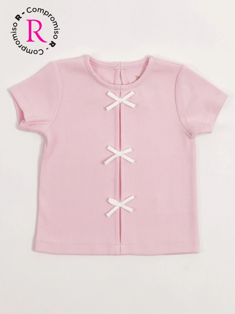 POLERA NIÑA BABY HARVEST ALGODÓN MANGA CORTA RIB LISA VUELOS - 3