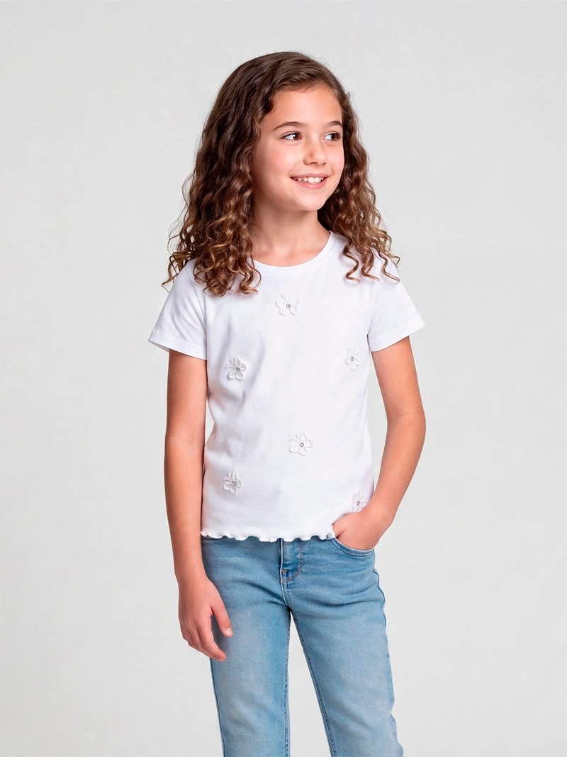 POLERA NIÑA HARVEST ALGODÓN MANGA CORTA RIB