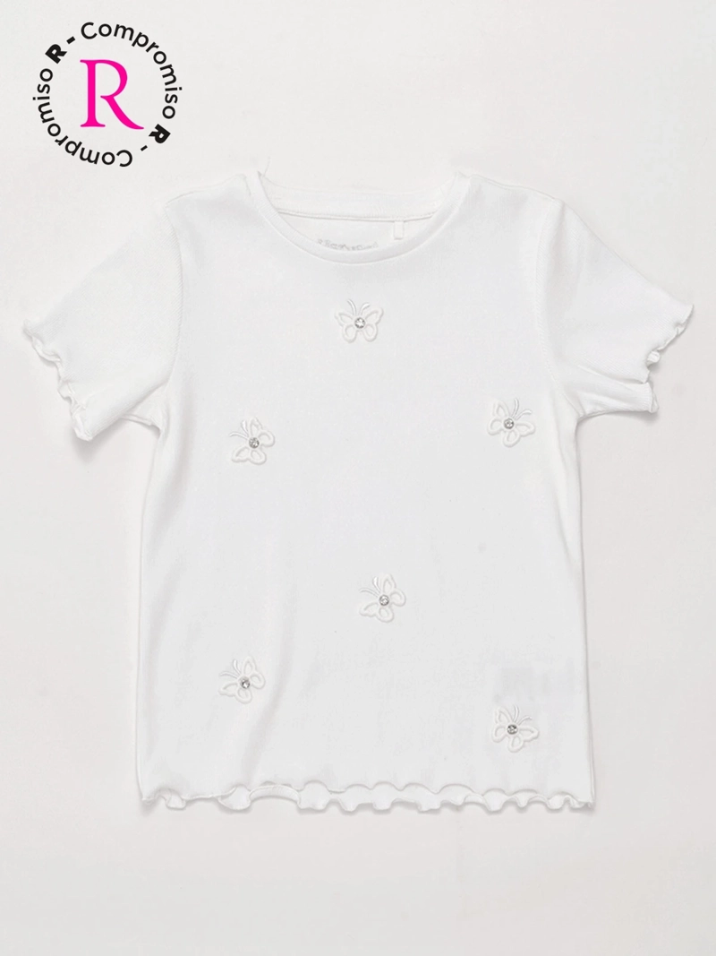 POLERA NIÑA HARVEST ALGODÓN MANGA CORTA RIB - 3