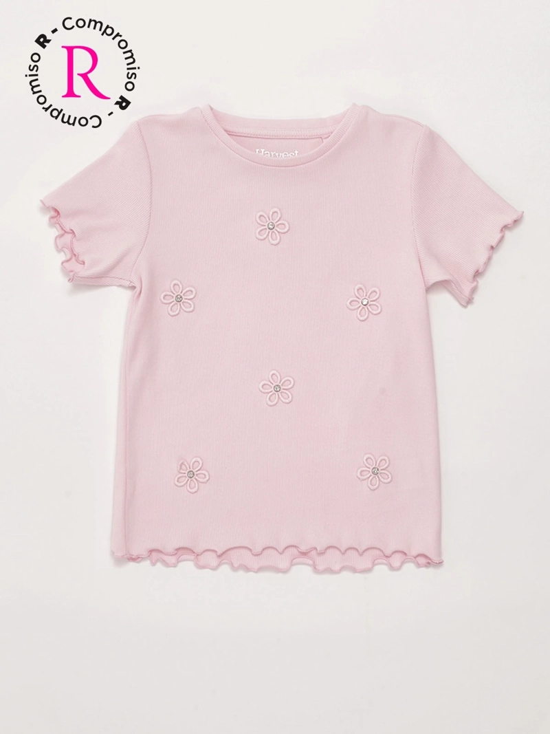 POLERA NIÑA HARVEST ALGODÓN MANGA CORTA RIB - 3