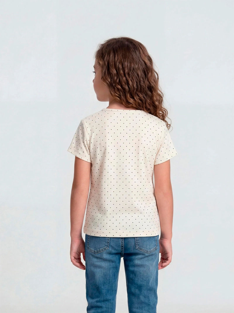 POLERA NIÑA HARVEST ALGODÓN MANGA CORTA RIB LAZOS - 2