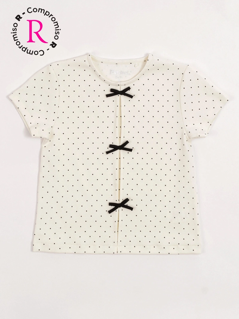 POLERA NIÑA HARVEST ALGODÓN MANGA CORTA RIB LAZOS - 3