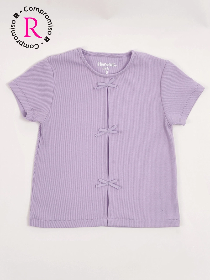 POLERA NIÑA HARVEST ALGODÓN MANGA CORTA RIB LAZOS - 3