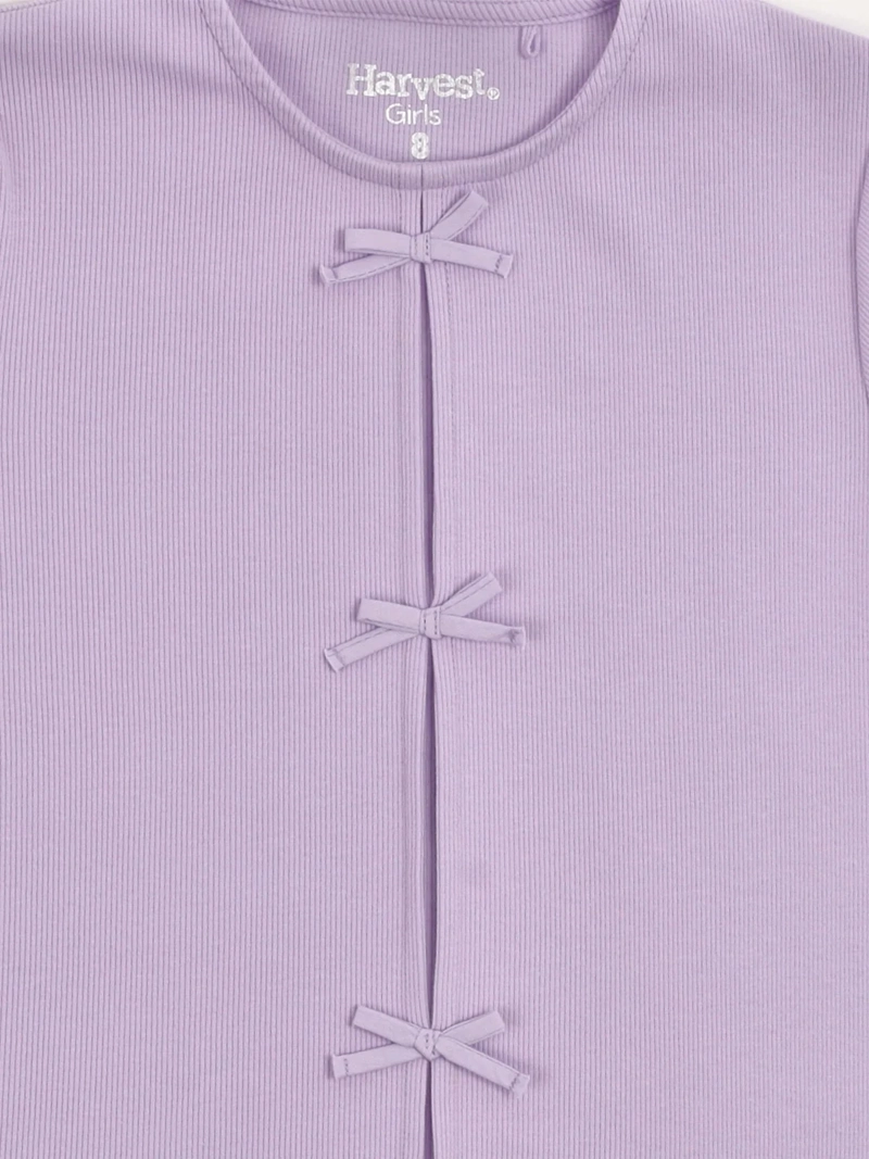 POLERA NIÑA HARVEST ALGODÓN MANGA CORTA RIB LAZOS - 5