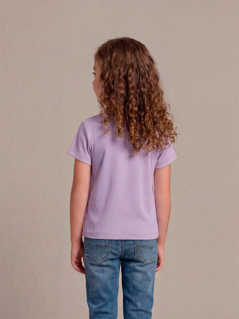 POLERA NIÑA HARVEST ALGODÓN MANGA CORTA RIB LAZOS - 2