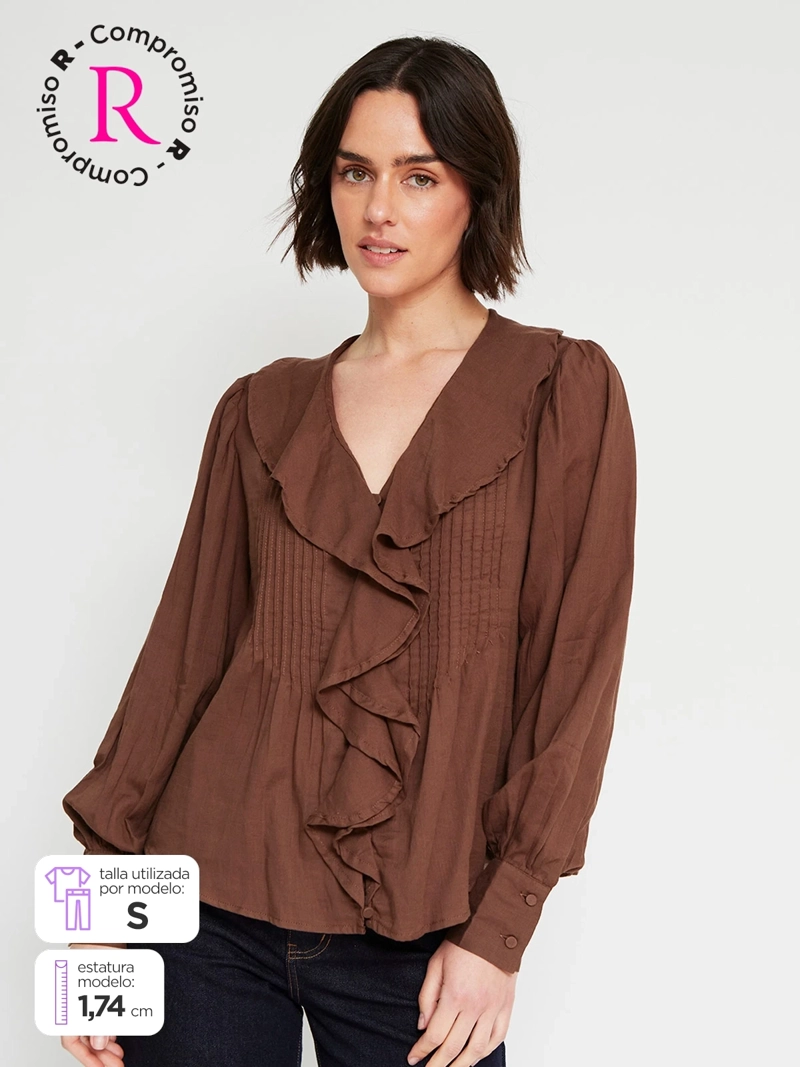 BLUSA MUJER REGATTA ALGODÓN MANGA LARGA VUELOS - 1