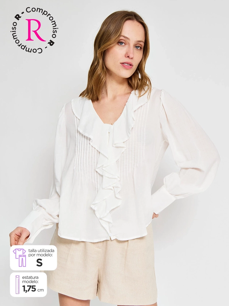 BLUSA MUJER REGATTA ALGODÓN MANGA LARGA VUELOS