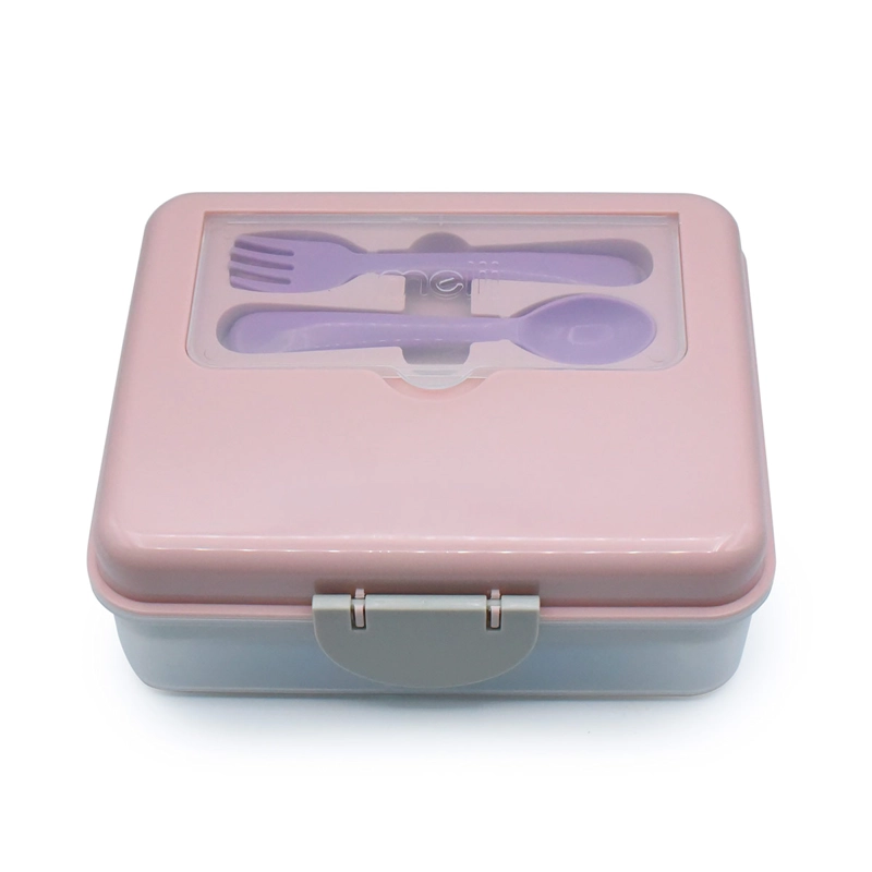 CONTENEDOR BENTO BOX CON CUBIERTO-ROSA - 1