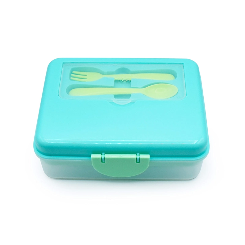 CONTENEDOR BENTO BOX CON CUBIERTO-AZUL - 1