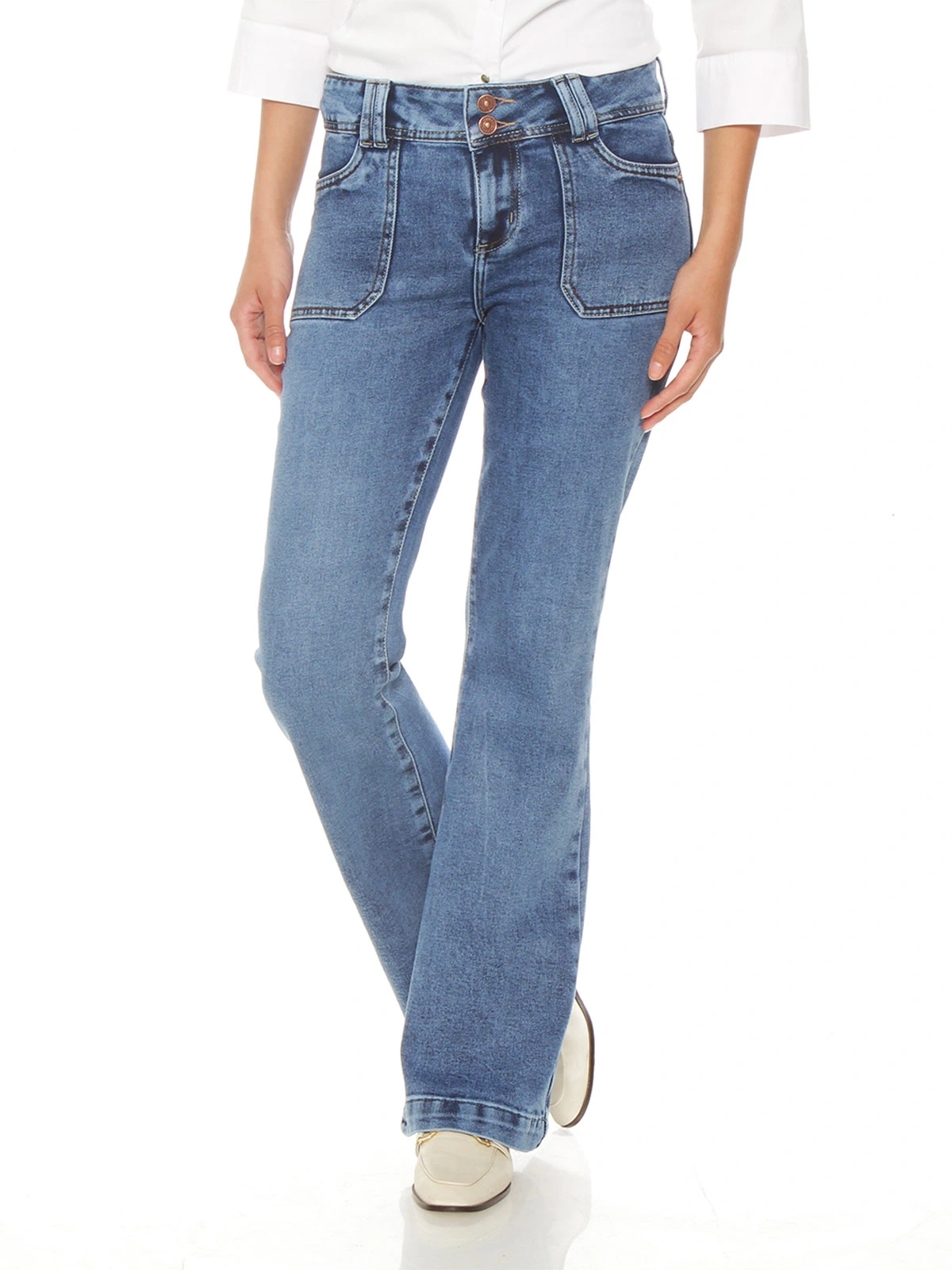 JEANS MUJER WADOS ALGODÓN CARGO FLARE TIRO ALTO - 2