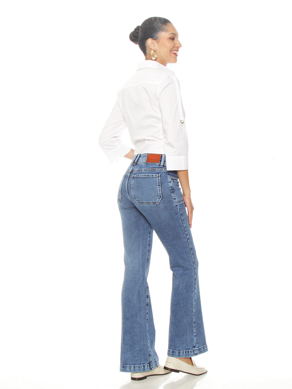 JEANS MUJER WADOS ALGODÓN CARGO FLARE TIRO ALTO - 3