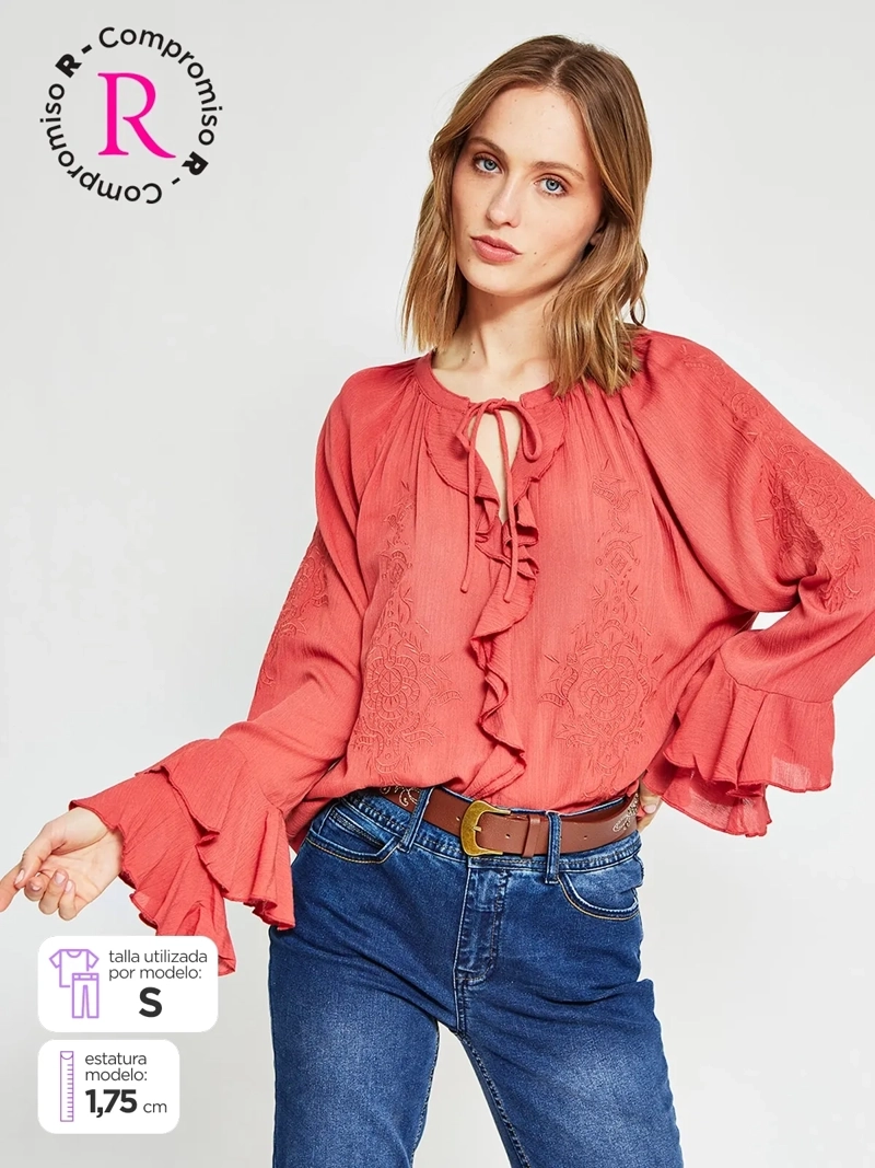 BLUSA MUJER TATIENNE MANGA LARGA VUELOS - 1