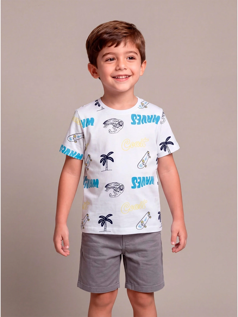 POLERA NIÑO HARVEST ALGODÓN MANGA CORTA PRINT