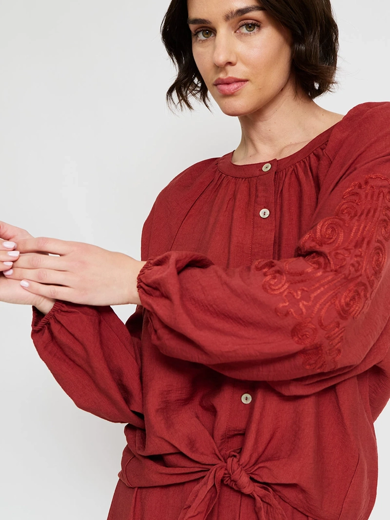 BLUSA MUJER TATIENNE MANGA LARGA NUDO - 3