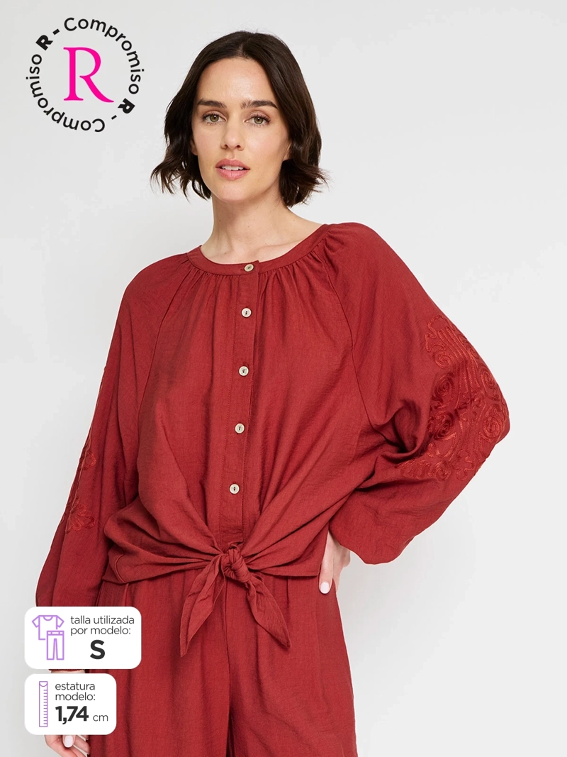 BLUSA MUJER TATIENNE MANGA LARGA NUDO