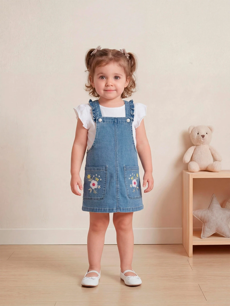 JARDINERA NIÑA BABY HARVEST ALGODÓN DENIM ESTAMPADA - 1