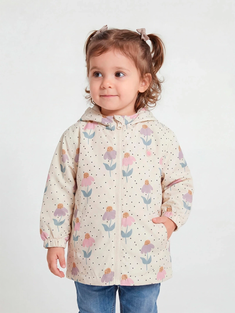 CHAQUETA NIÑA BABY HARVEST CORTAVIENTO CAPUCHA ESTAMPADO - 1
