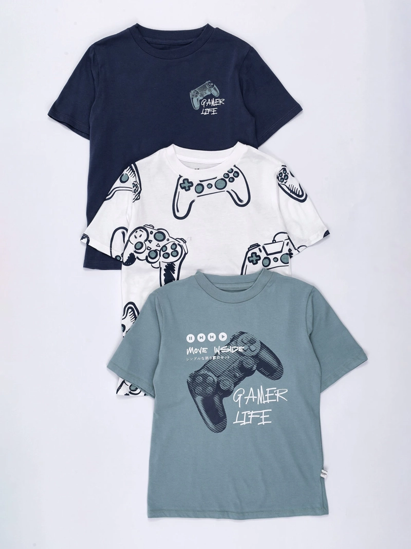 PACK X3 POLERA NIÑO HARVEST ALGODÓN MANGA CORTA - 1