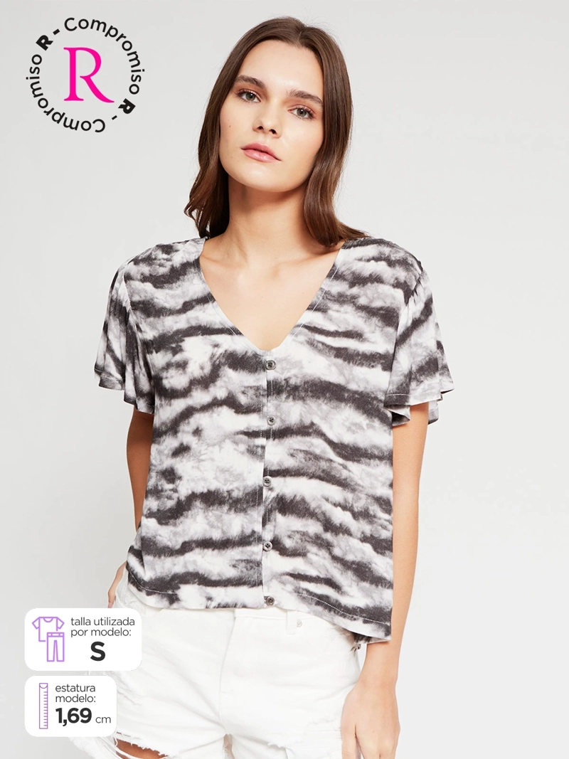 BLUSA MUJER BARBADOS MANGA CORTA ESTAMPADA - 1