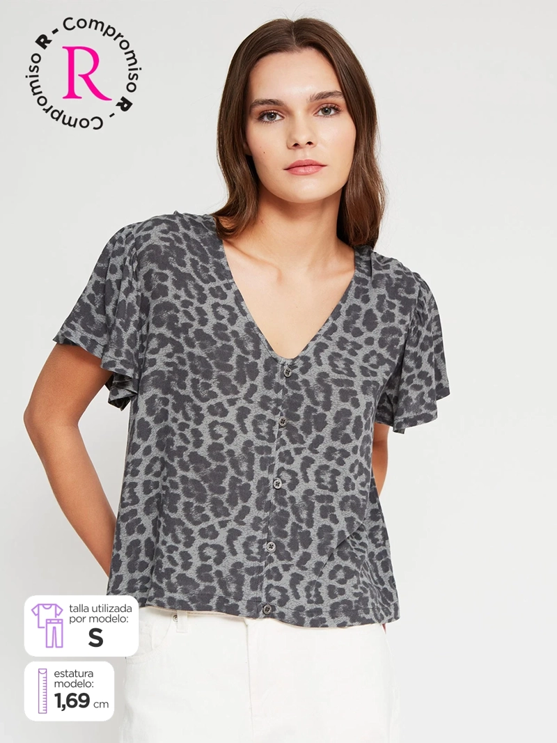 BLUSA MUJER BARBADOS MANGA CORTA ESTAMPADA - 1