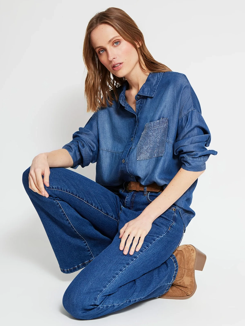 BLUSA MUJER TATIENNE MANGA LARGA BOLSILLO LENTEJUELAS - 5