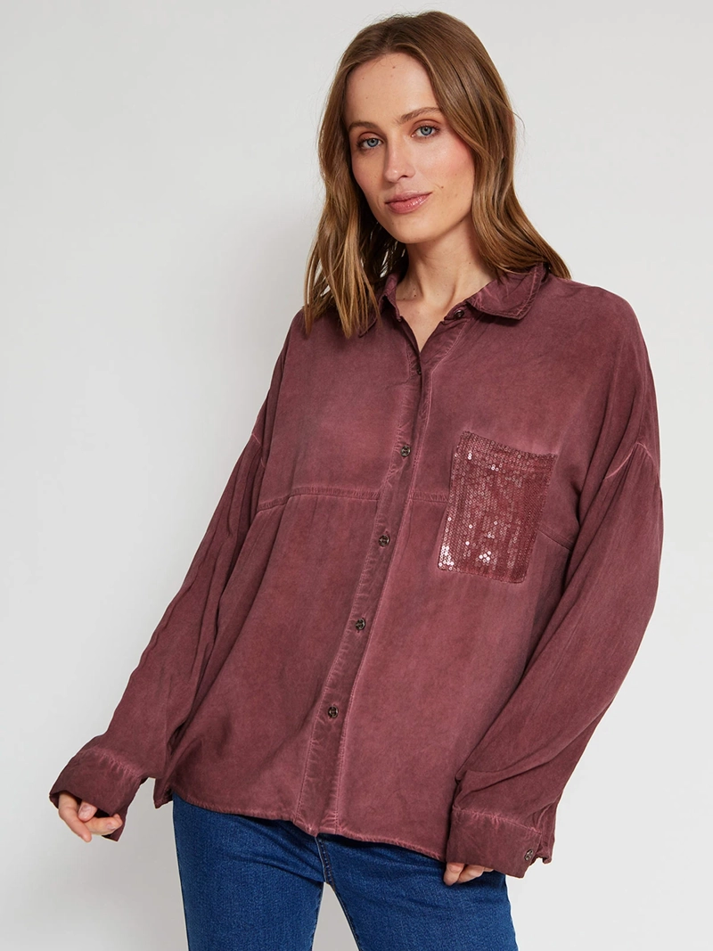 BLUSA MUJER TATIENNE MANGA LARGA BOLSILLO LENTEJUELAS - 2
