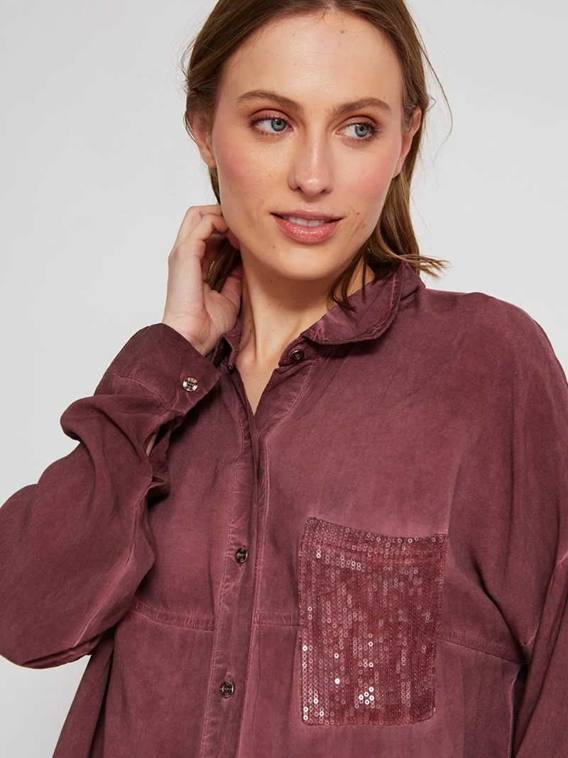 BLUSA MUJER TATIENNE MANGA LARGA BOLSILLO LENTEJUELAS - 4