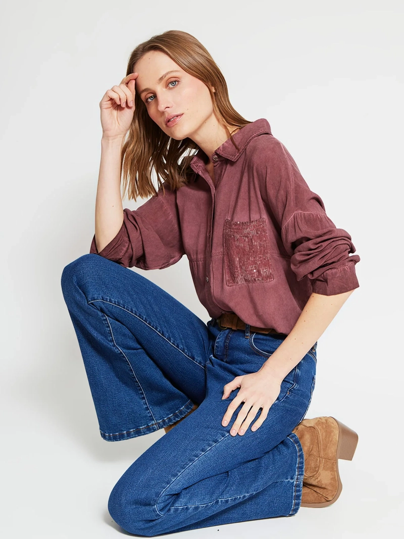 BLUSA MUJER TATIENNE MANGA LARGA BOLSILLO LENTEJUELAS - 5